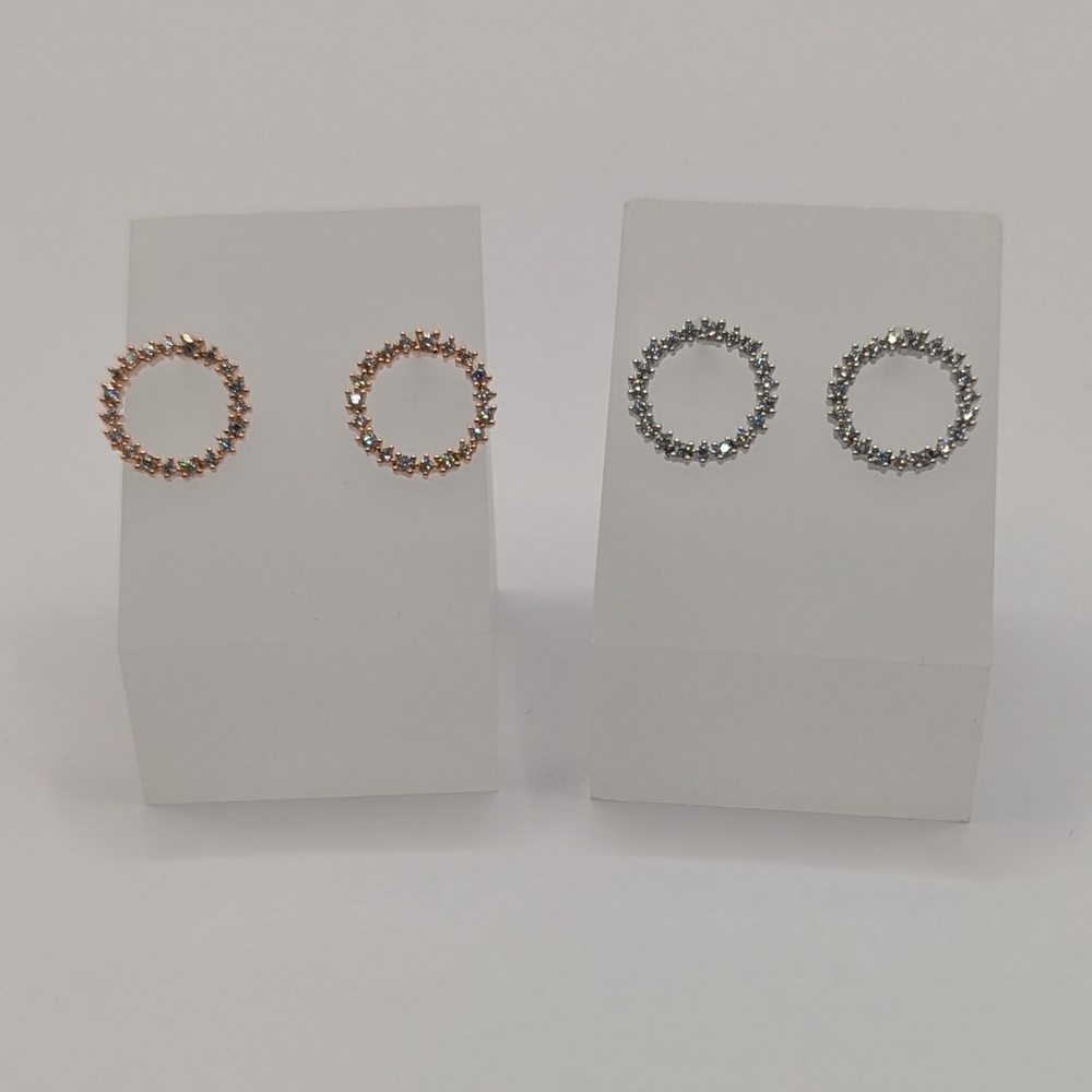 Circle Stud Earrings Bundle Of 2 Silver Rose Gold 925 Sterling Silver